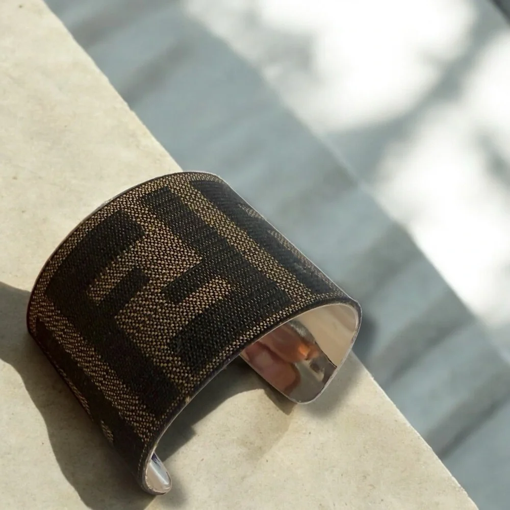Repurposed cuff bracelet from authentic FENDI bag
